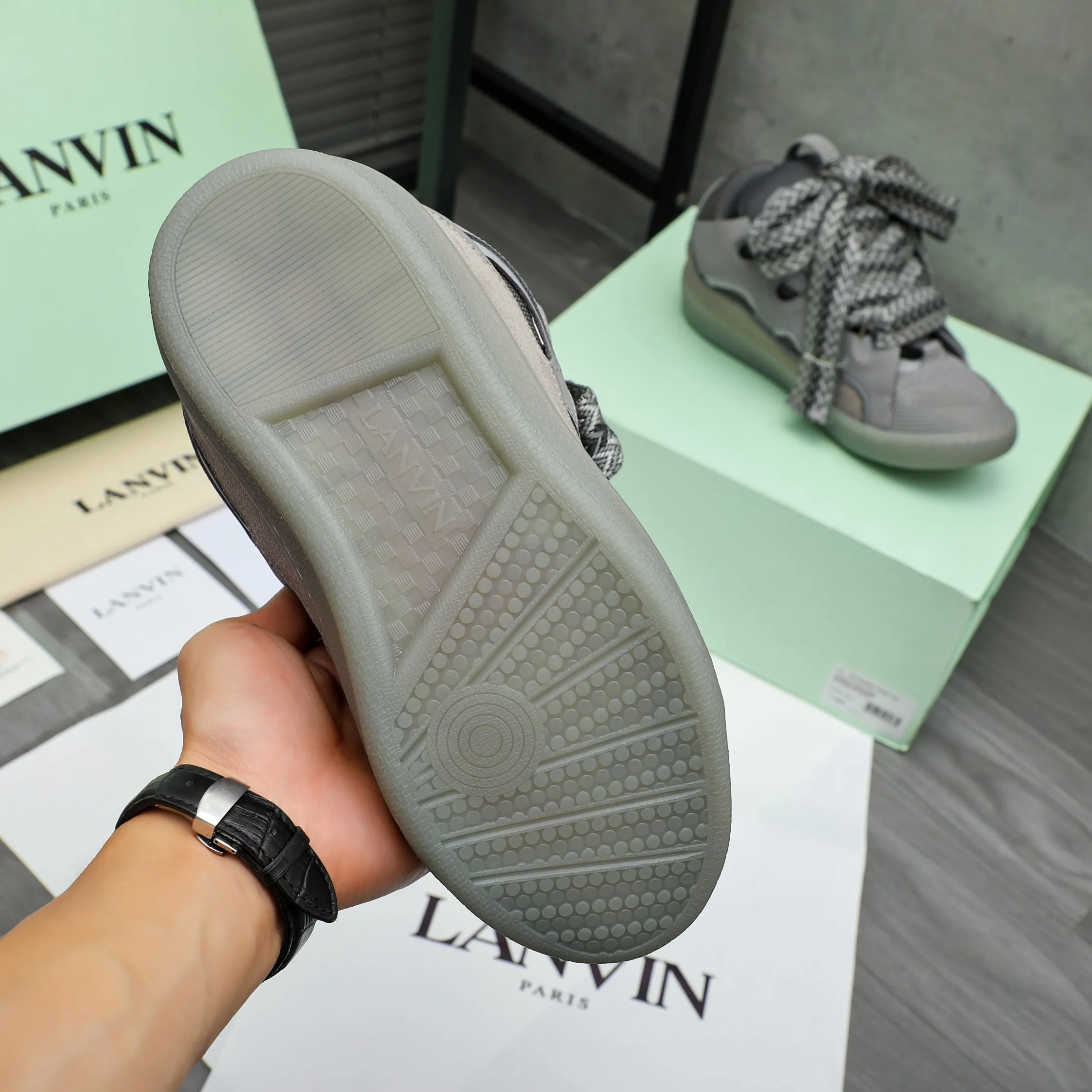 Men's shoes 💰740 [Lanvin] Lanvin high-end quality original couple's casual shoes - Upper: imported cowhide leather splicing breathable mesh - Inner lining: Lycra elastic lining - Outsole: original rubber outsole - Super high quality control·Fine workmanship: highlighted (high-end·luxury·grade) -Size: 36-45 (45 can be customized)